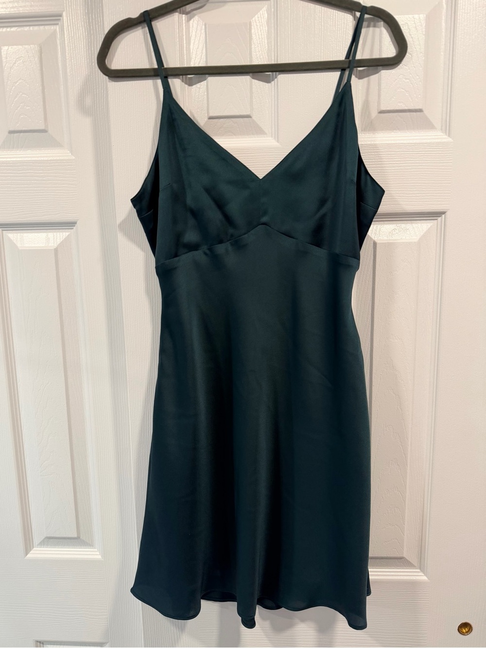 Abercrombie & Fitch Dark Green Satin Slip Dress Adjustable Straps Size Medium T